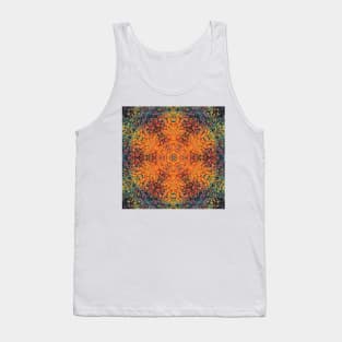 Digital Mandala Orange Blue and Yellow Tank Top